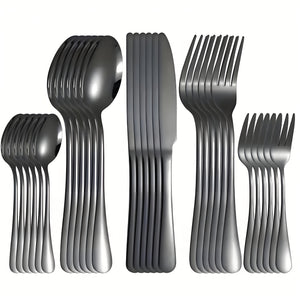 30pcs Silverware Set for 6 | Durable Black and Golden Stainless Steel