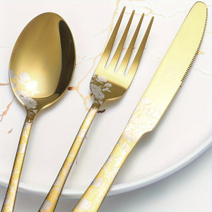 20/30/40pcs Elegant Golden Stainless Steel Cutlery Set
