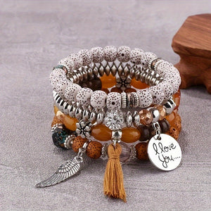 Bohemian Ethnic Style Winged Tassel Beaded Bracelets