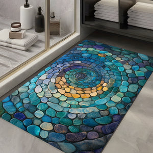 1pc Abstract Blue Spiral Mosaic Bathroom Mat