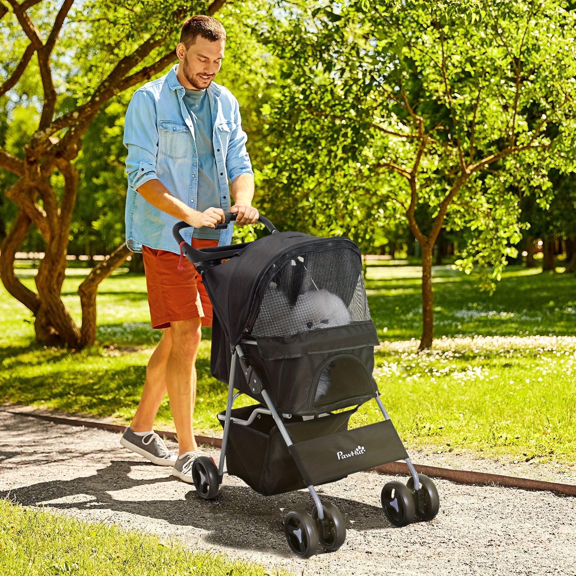 PawHut Dog Stroller, Foldable Pet Stroller For XS And Small Dogs And Cats
