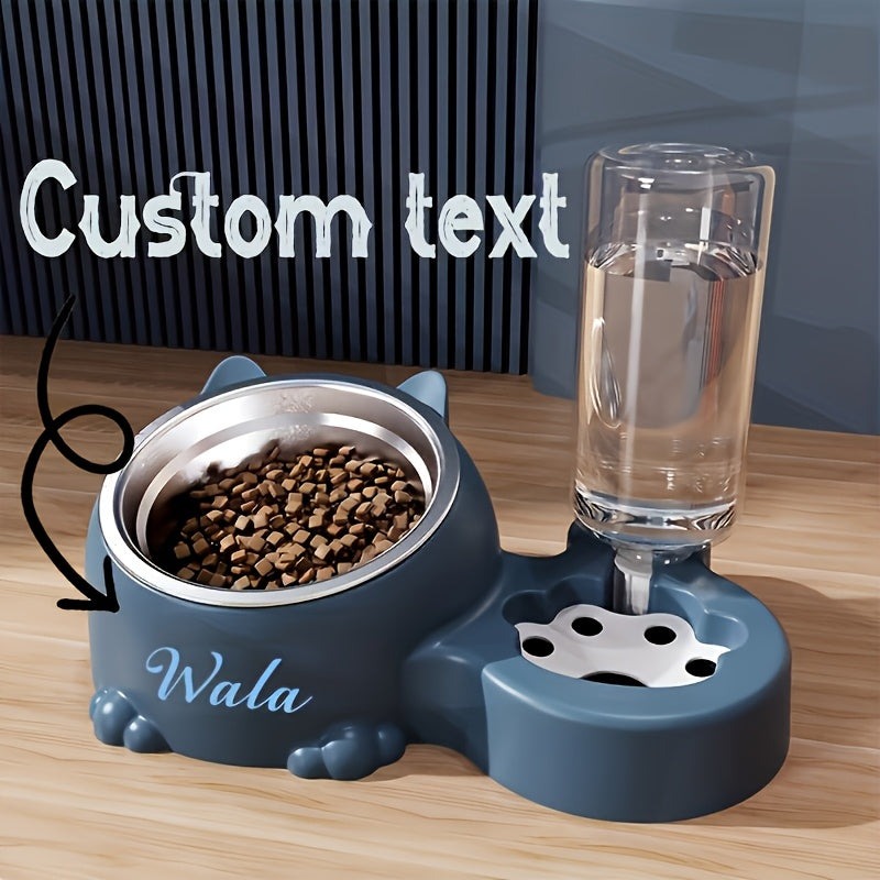 Anti-Tip Automatic Feeding & Water Dispensing Pet Food Bowl with Sloped Edges & Heavy-Duty PP/Stainless