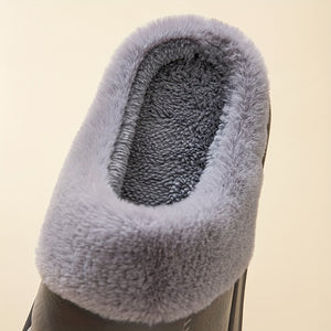 Men's Extra Large PU Slip-On Slippers with Plush Lining