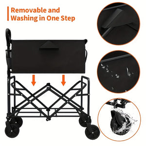 Versatile Collapsible Shopping Cart with Adjustable Height And 360° Non-Slip Wheels