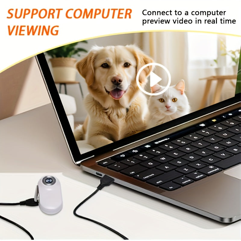 1080P Pet Camera with Display - First-Person View, Long-Lasting 350mAh Rechargeable Battery