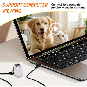 1080P Pet Camera with Display - Long-Lasting 350mAh Rechargeable Battery