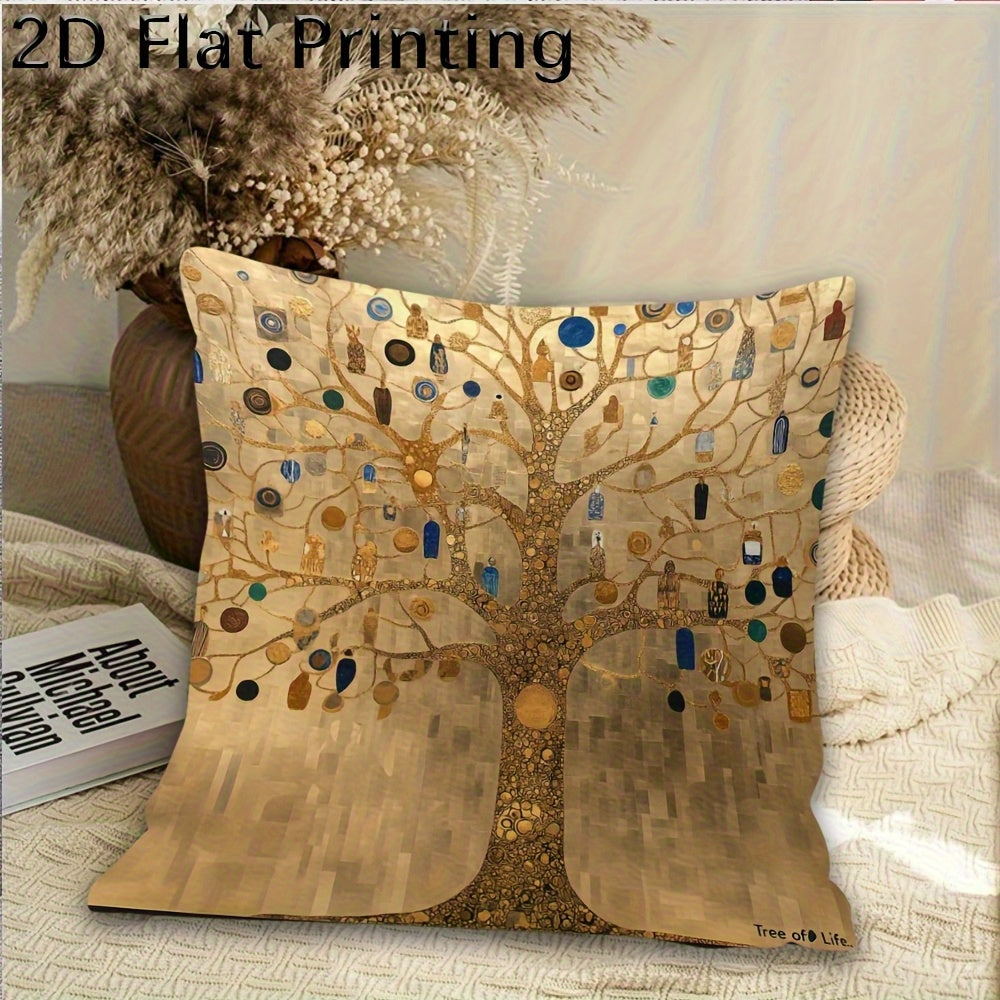2D Flat - One Pillowcase Featuring a Double-Sided Design of Klimt's Tree of Life