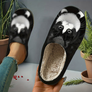 Cute Black and Slippers - Soft Plush Indoor