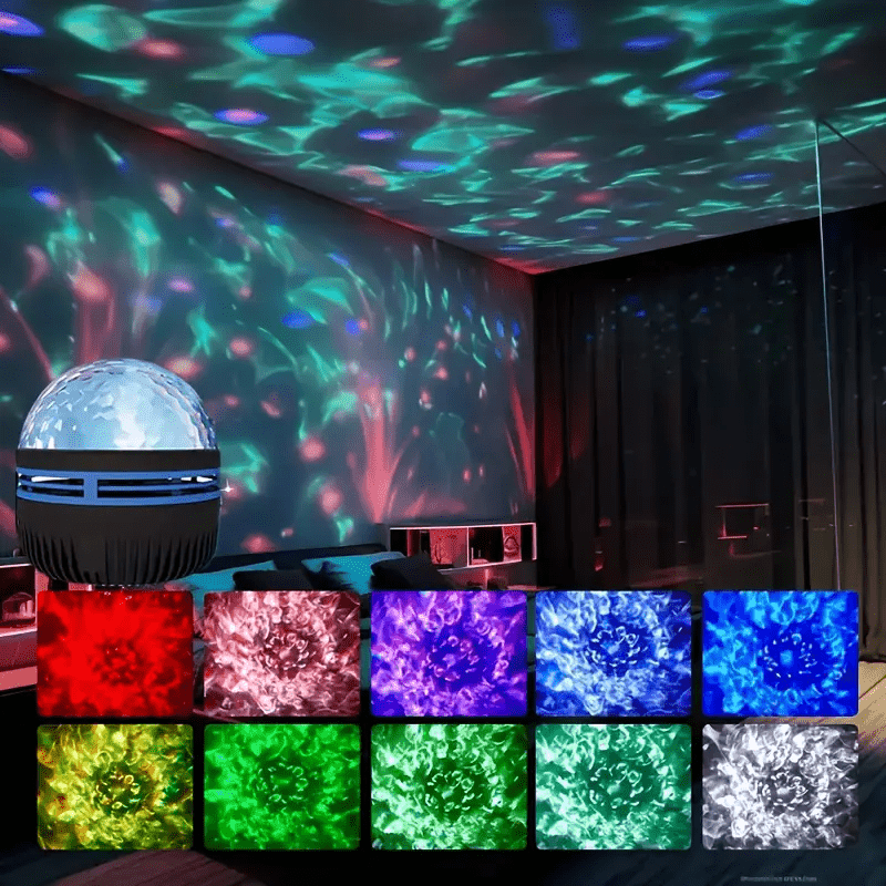 Water Wave Star Projection Lamp with USB Interface - 16 Color Changing LED, Dimmable