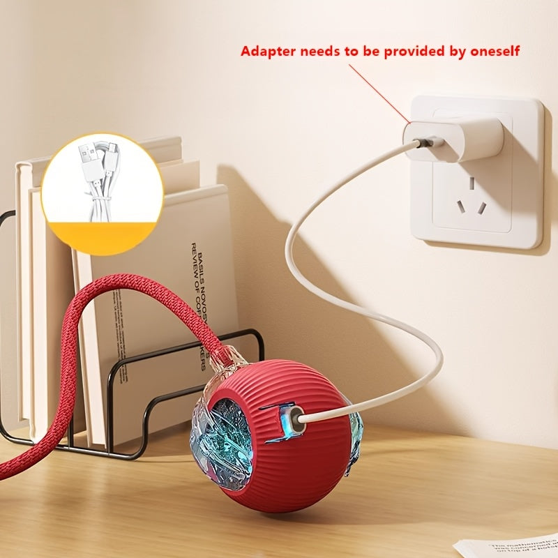 1 Automatic Rolling Cat & Dog Toy Ball with Tail Rope