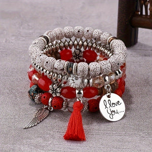 Bohemian Ethnic Style Winged Tassel Beaded Bracelets