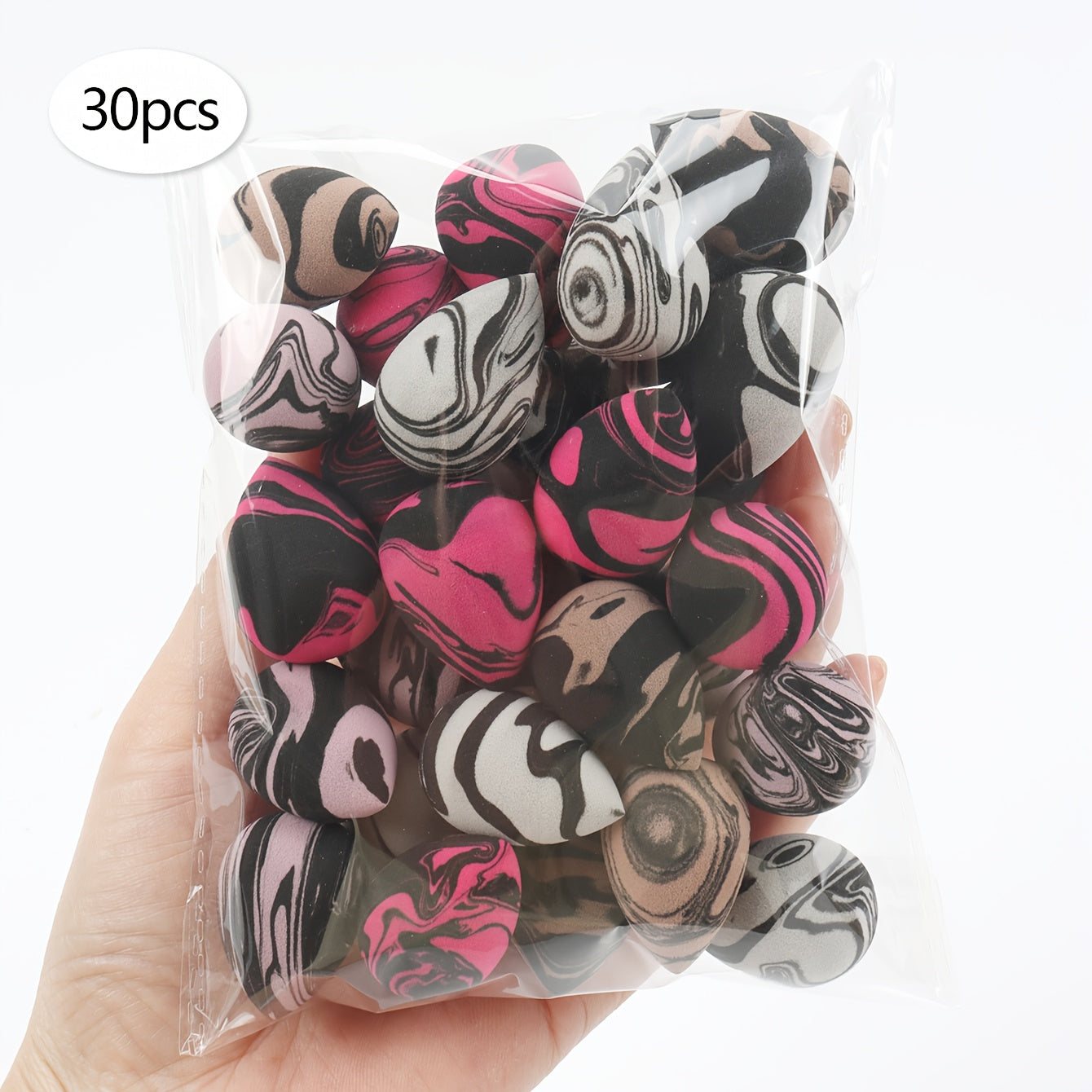 Dual-Color Mini Makeup Sponges Available in Packs of 10, 20, 30, 50, Or 100.