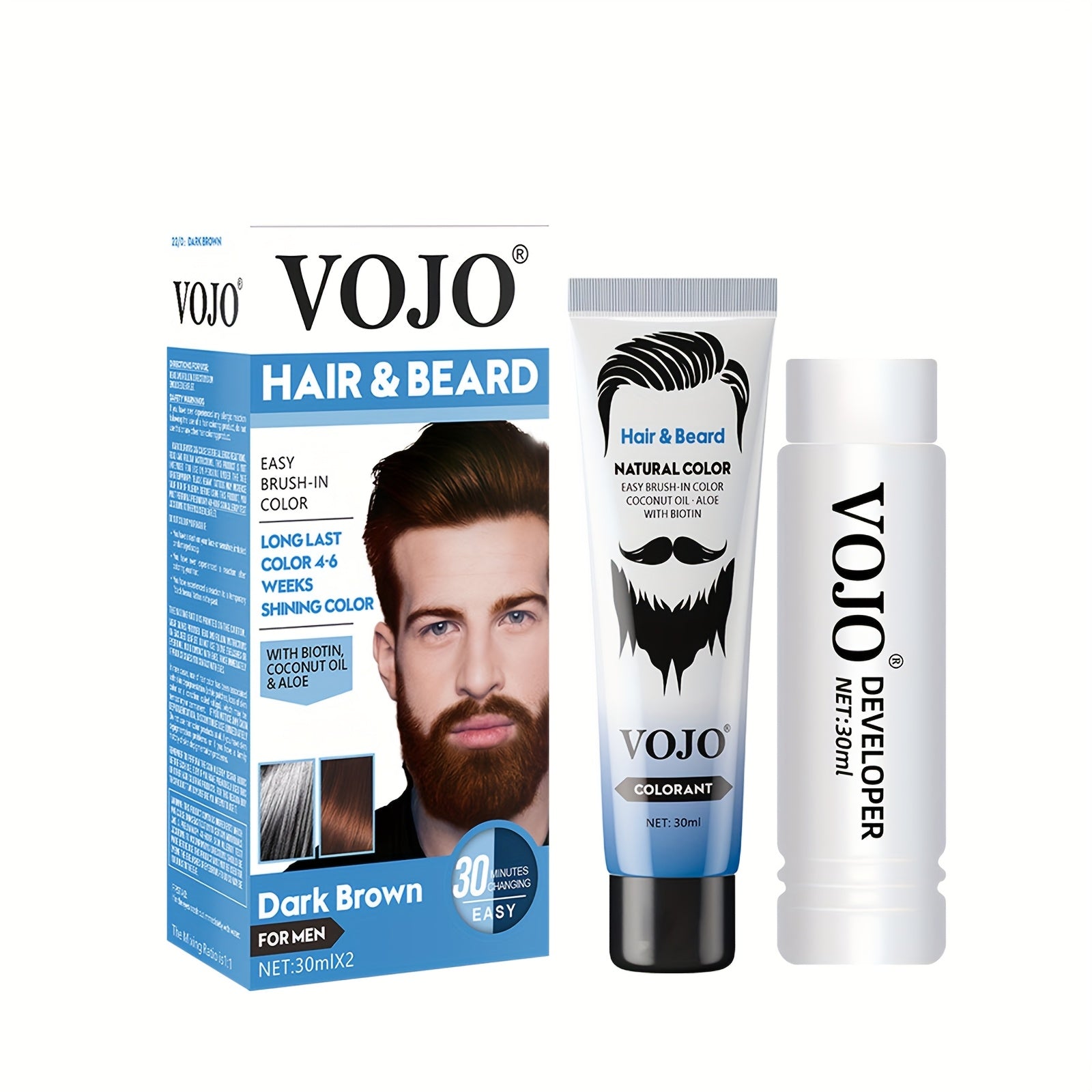 Hair Dye for Men's Beards - Mild Formula, Easy to Use