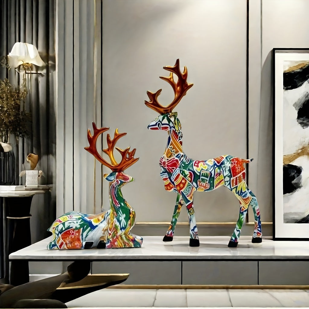 2pcs/set of reindeer, small statue decoration
