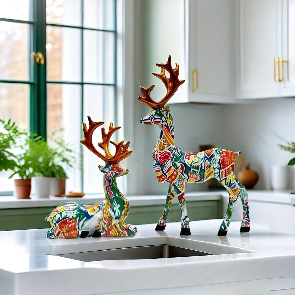 2pcs/set of reindeer, small statue decoration
