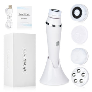 4-in-1 Electric Facial Cleansing Brush with Interchangeable Heads