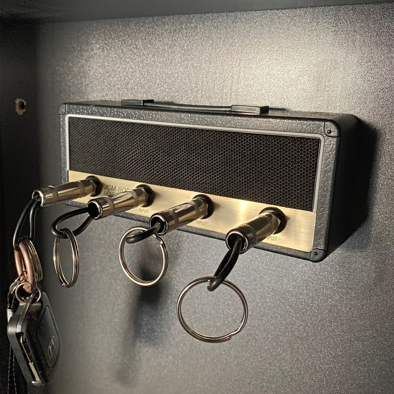 Home Decor Gift - 4 Plug Music Socket Organizer with Wall-Mounted Guitar Keychain Holder