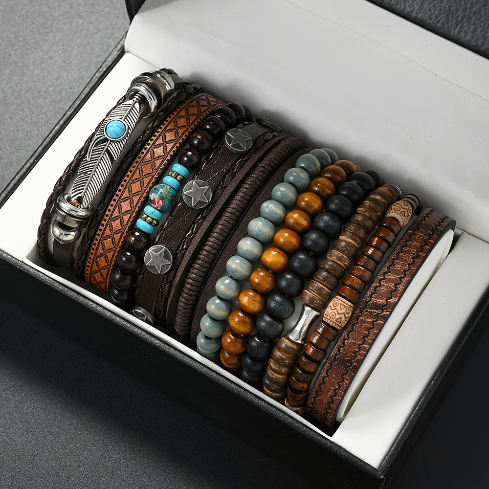 11pcs Turquoise Synthetic Cubic Synthetic Stone Bracelet Set