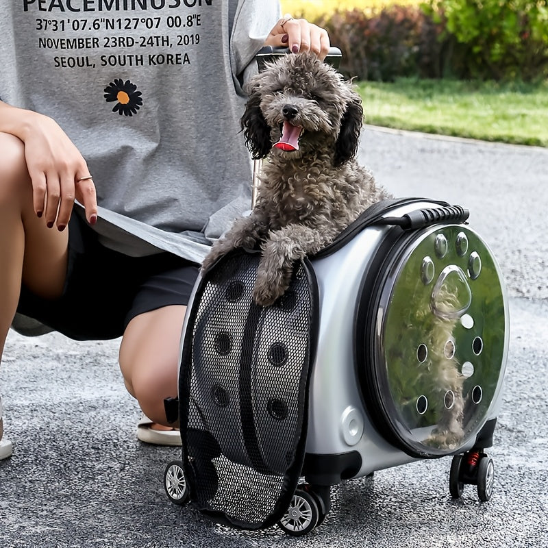 Dual-Shoulder Pet Stroller with Transparent Space Capsule Design | For Two Cats or Small Dogs