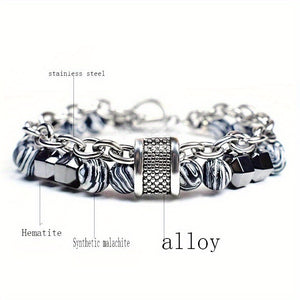 Two-Tiered Multi-Hued Malachite Bead Bracelet Featuring an O-T Clasp