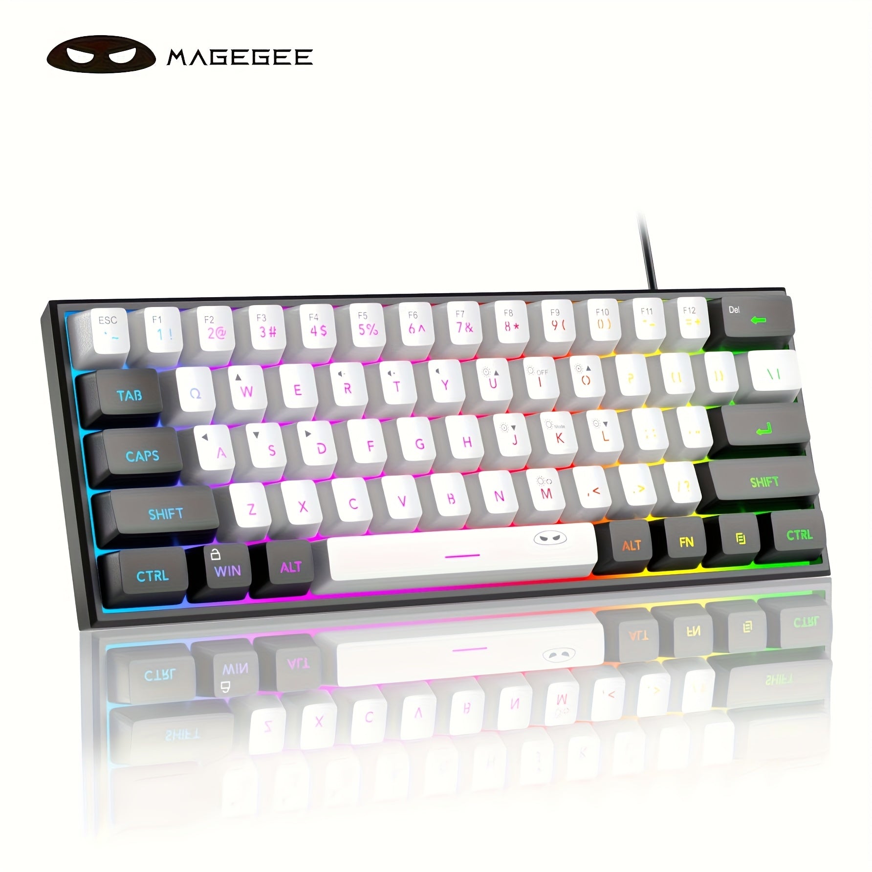 Mini 60% Gaming/Office Keyboard, Keycap Type Wired RGB Backlit Compact Computer Keyboard