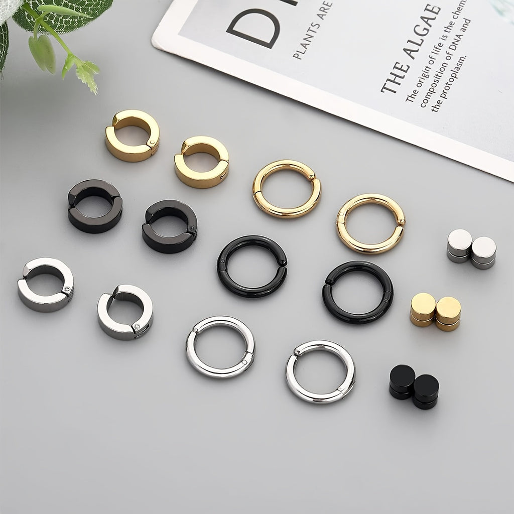 10 pcs/set classic 304 stainless steel ear clips, non perforated ear clip set, suitable for both men and women