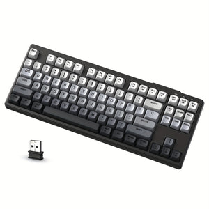 ATTACK SHARK M87 80% Wireless Gaming Keyboard, 87 Keys Rainbow Lights TKL Mechanical Feeling SA PBT Keyboard For Mac/Win, Wireless 5.0/2.4Ghz Dual Mode Pc Membrane Keyboards For Silent Office/Gaming