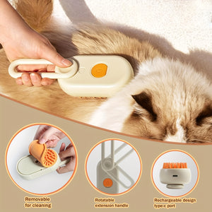 3-in-1 Rechargeable Cat & Dog Hair Removal Steam Comb with Bristles & Steam Technology