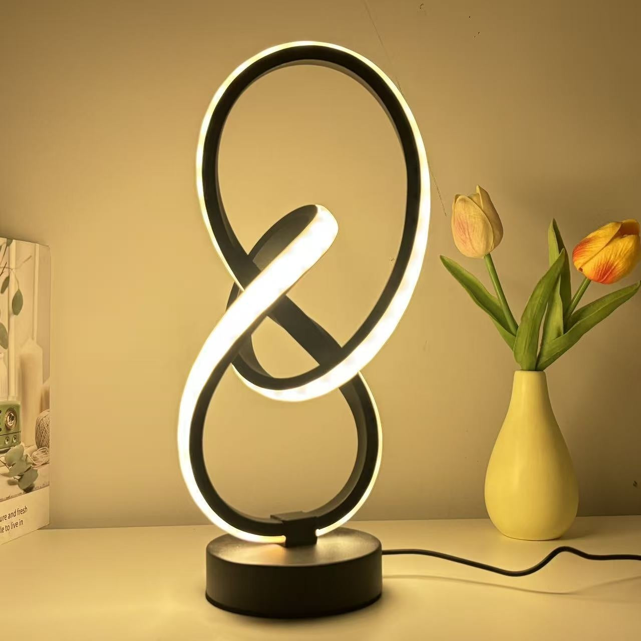 Modern Creative Spiral USB Desk Lamp with Memory Function, 3 Color Temperatures, Plug-in Button Switch