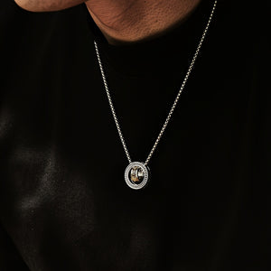 Men's Gothic Double Round Rotating Fengshui Necklace