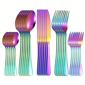 30pcs Silverware Set for 6 | Durable Black and Golden Stainless Steel