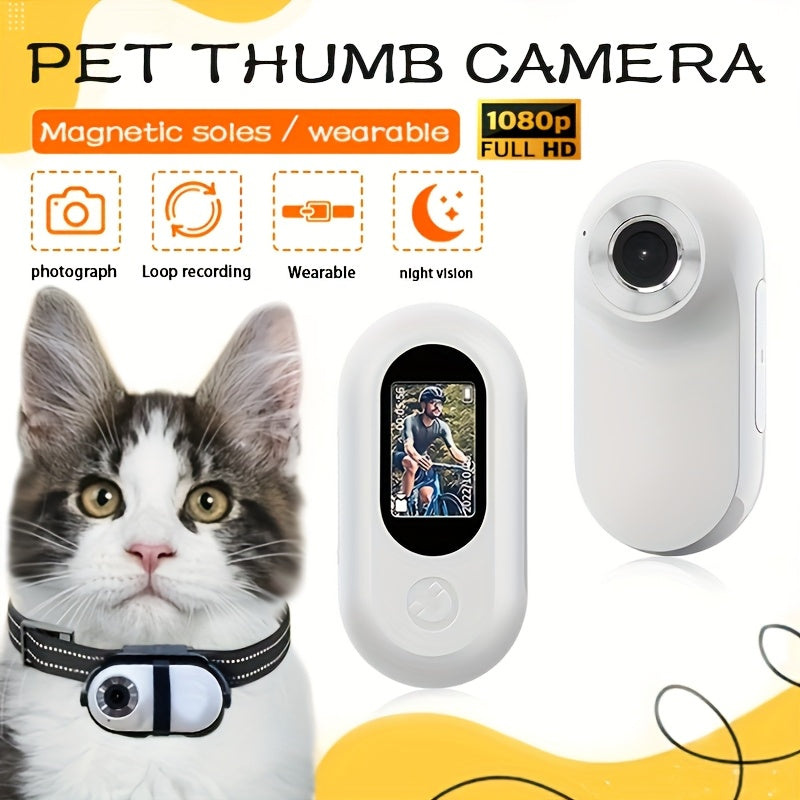 1080P Pet Camera with Display - First-Person View, Long-Lasting 350mAh Rechargeable Battery