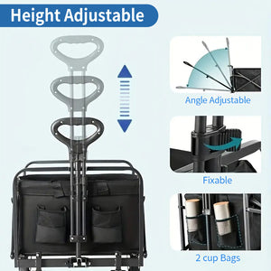 Heavy Duty Folding Camping Shopping Cart, Large Capacity