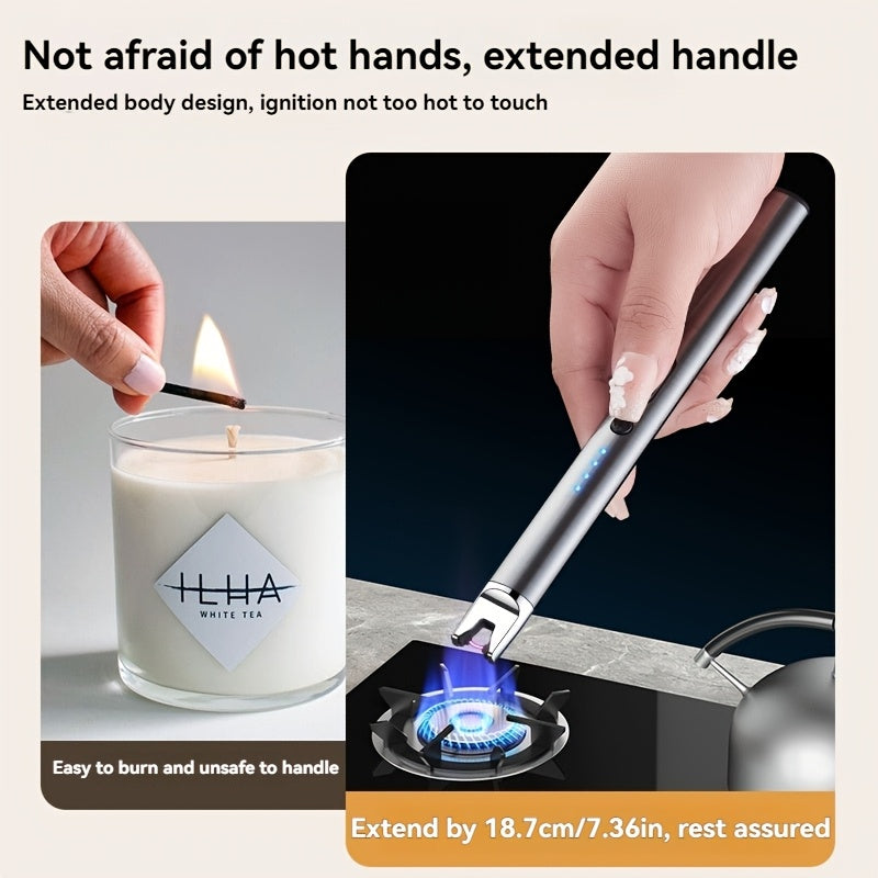 USB Rechargeable Arc Lighter, Compact Kitchen Tool with Flameless Plasma Windproof Design