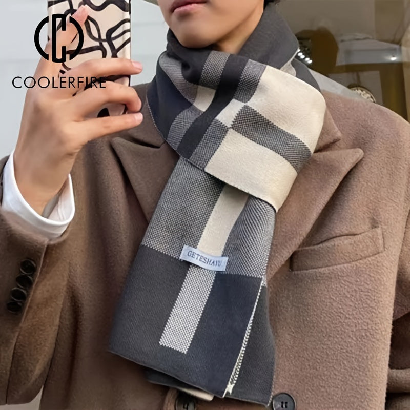 Men's Scarf for Autumn And Winter, Warm Plaid Scarf