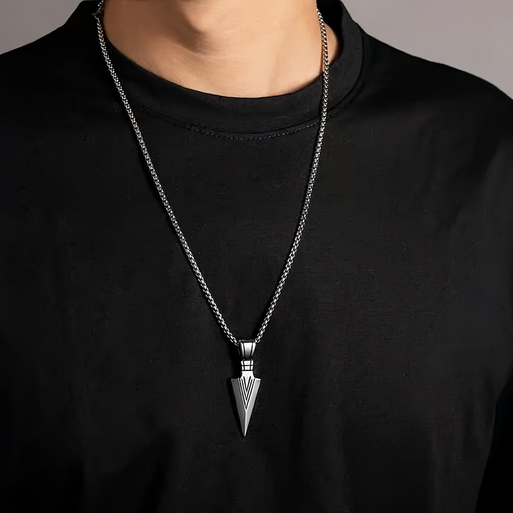 A 3pcs Arrow Jewelry Set for Men And Women, Including a Hip-Hop Chain, Bracelet, Ring, And Necklace.