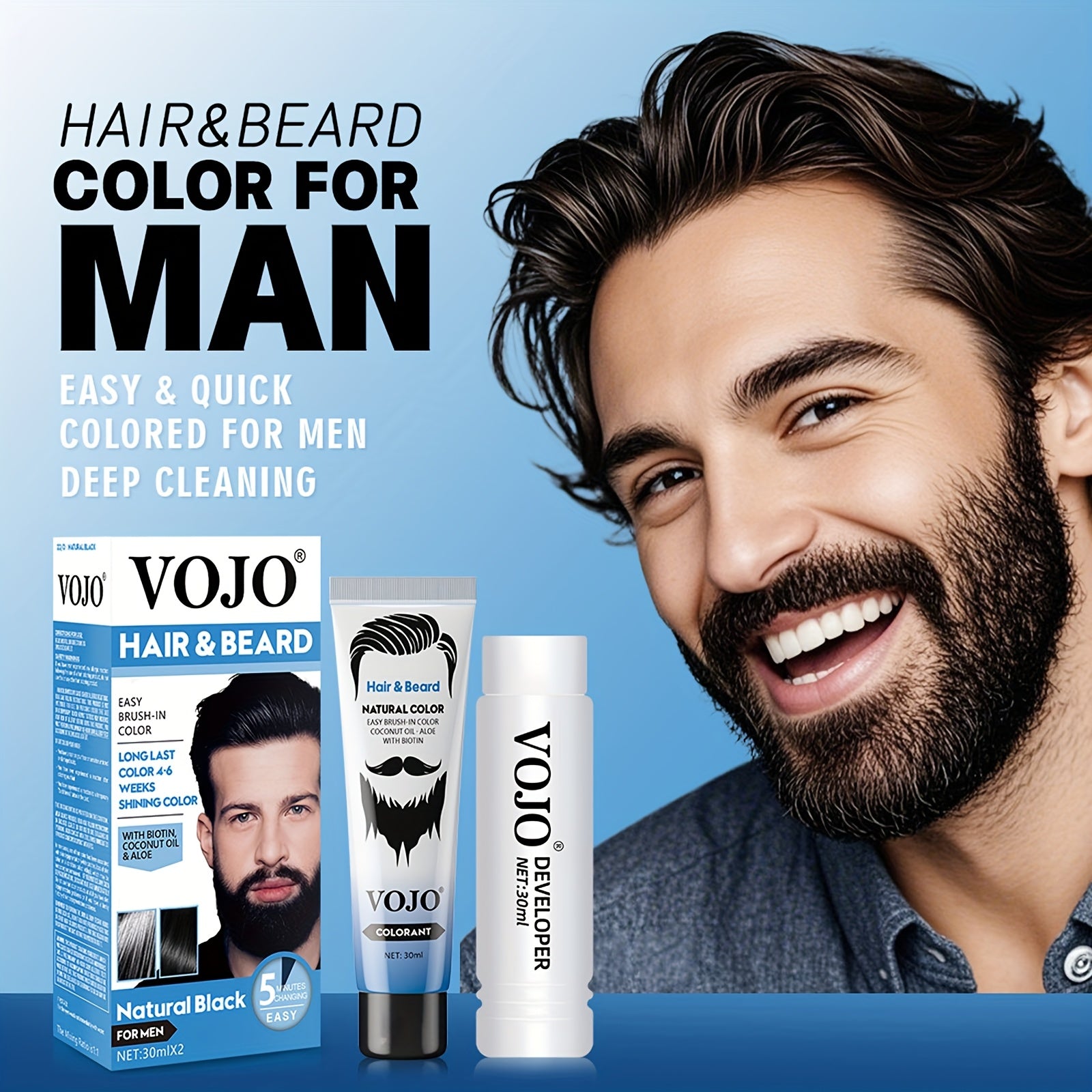 Hair Dye for Men's Beards - Mild Formula, Easy to Use