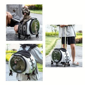 Dual-Shoulder Pet Stroller with Transparent Space Capsule Design | For Two Cats or Small Dogs