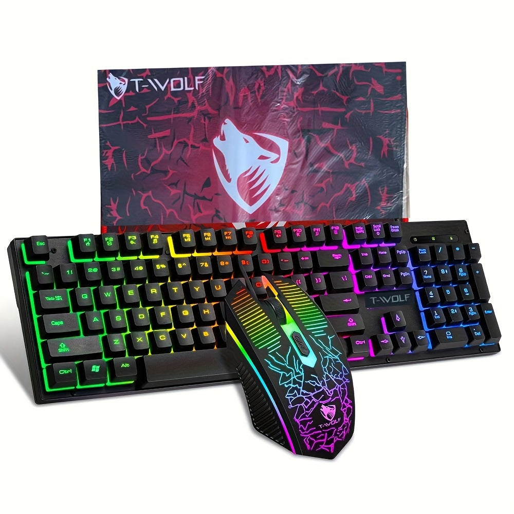 Comfortable Gaming Keyboard and Mouse Set with 3-in-1 Mouse Pad