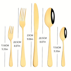30pcs Silverware Set for 6 | Durable Black and Golden Stainless Steel