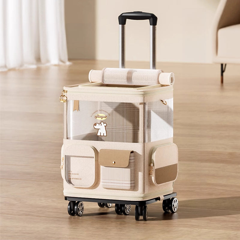 2025 New Dual-Opening Cat Carrier with Trolley | Suitable for Cats up to 25 lbs and Dogs up to 10 lbs