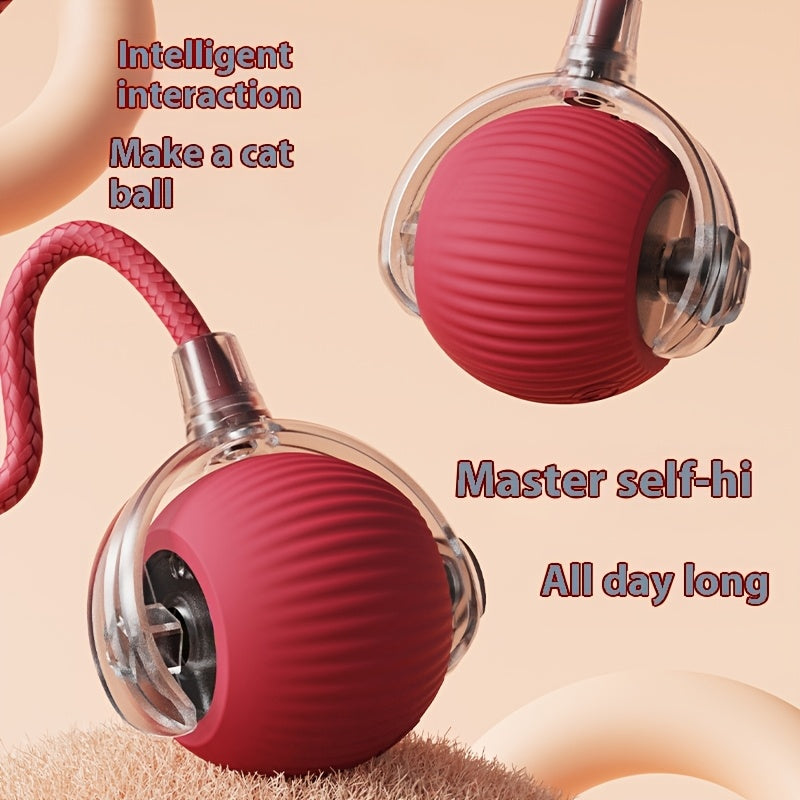 Red Interactive Spherical Pet Toy for Cats