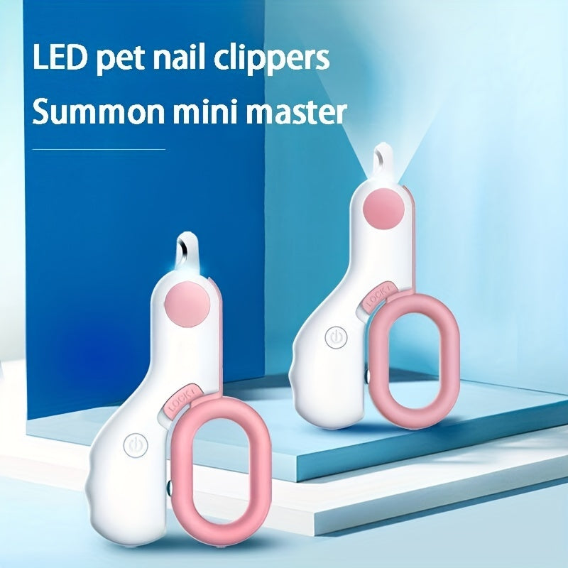 1pc Cat & Rabbit Nail Clipper with LED Light - Battery-Powered Stainless Steel Pet Nail Trimmer