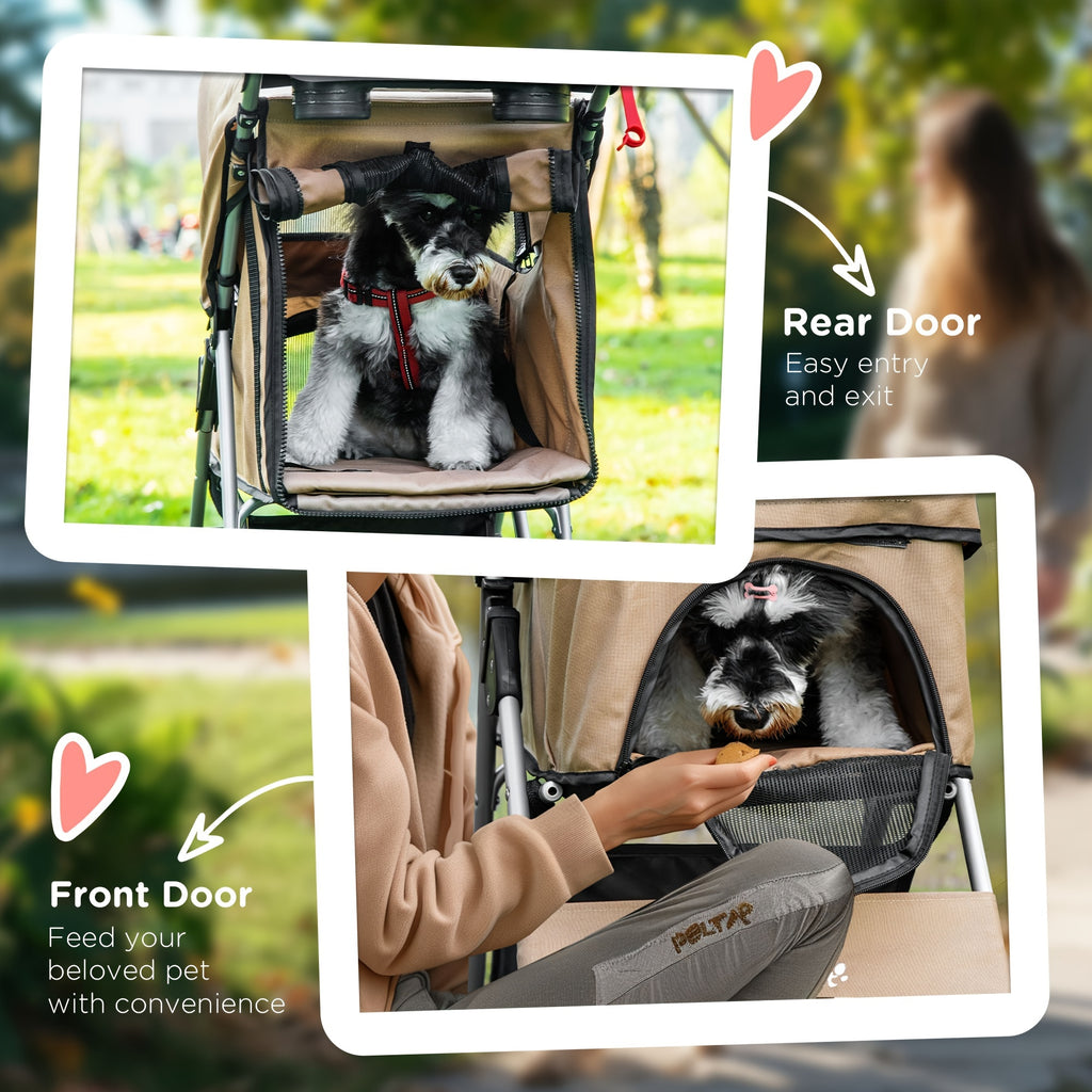 PawHut Dog Stroller, Foldable Pet Stroller For XS And Small Dogs And Cats