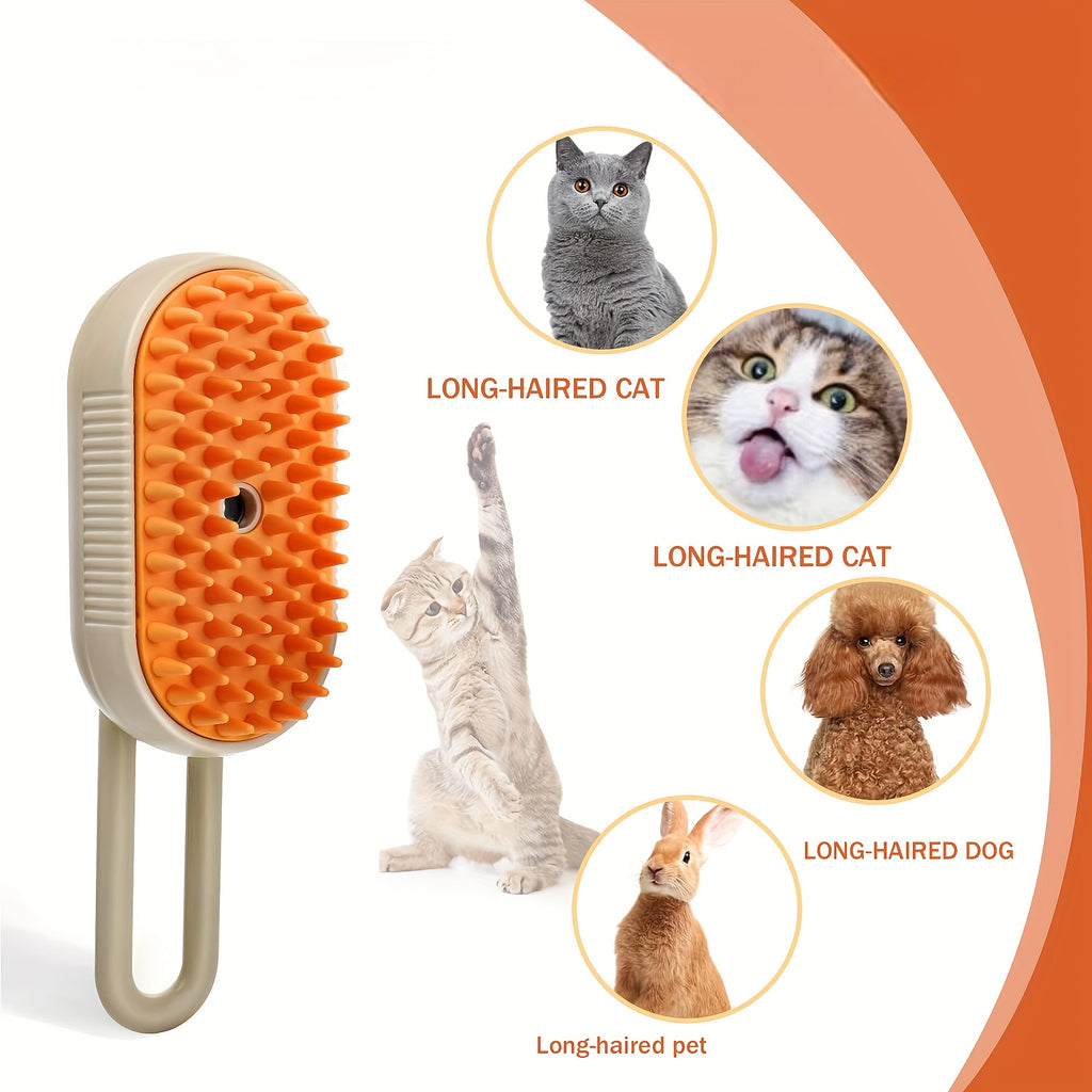3-in-1 Rechargeable Cat & Dog Hair Removal Steam Comb with Bristles & Steam Technology