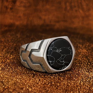 Titanium Stainless Steel retro Faux Gemstone turquoise Rings