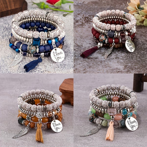 Bohemian Ethnic Style Winged Tassel Beaded Bracelets