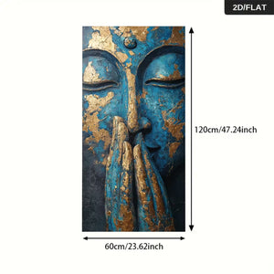 2D Flat, Large Modern Statue Canvas - Blue & Golden Hands