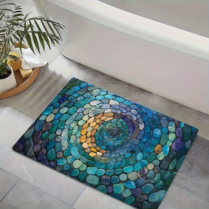 1pc Abstract Blue Spiral Mosaic Bathroom Mat