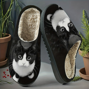 Cute Black and Slippers - Soft Plush Indoor